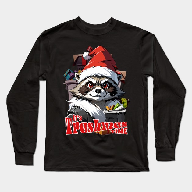 raccoon Christmas Trashmas Long Sleeve T-Shirt by Rusty Lynx Design